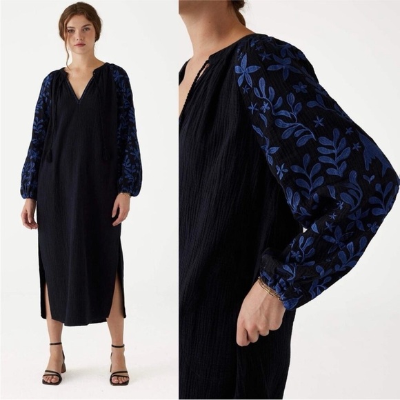 NWT Voyager By Mersea Maxi Gauze Dress Embroidered - Picture 1 of 8